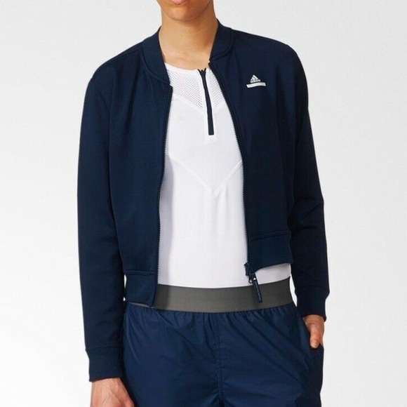 STELLA MCCARTNEY X ADIDAS BLUE CROP BOMBER JACKET SMALL - Picture 2 of 16